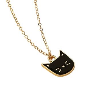 Enamel Glaze Black Cat Novelty Wish Necklace
